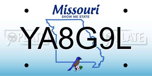 YA8G9L Missouri License Plate