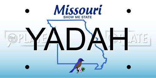 YADAH Missouri License Plate