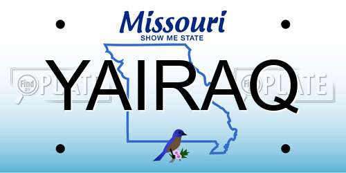 YAIRAQ Missouri License Plate