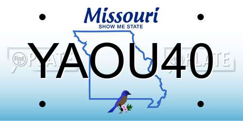 YAOU40 Missouri License Plate