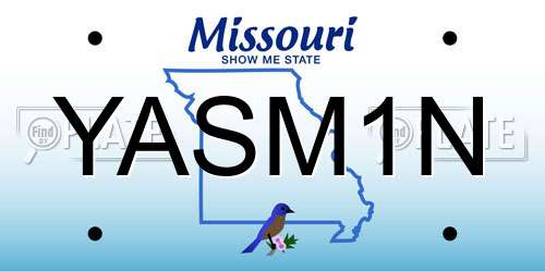 YASM1N Missouri License Plate