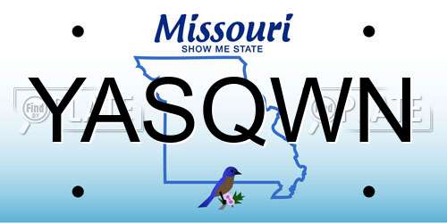 YASQWN Missouri License Plate