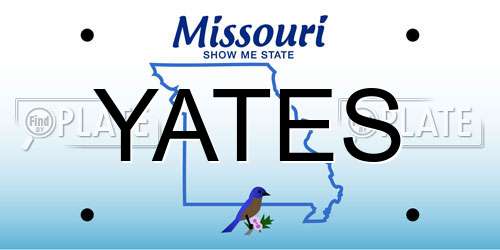 YATES Missouri License Plate