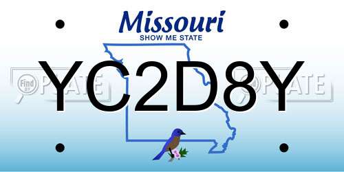 YC2D8Y Missouri License Plate