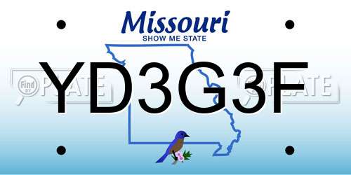 YD3G3F Missouri License Plate