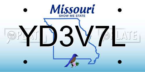 YD3V7L Missouri License Plate