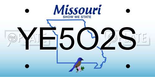 YE5O2S Missouri License Plate