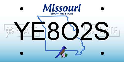 YE8O2S Missouri License Plate