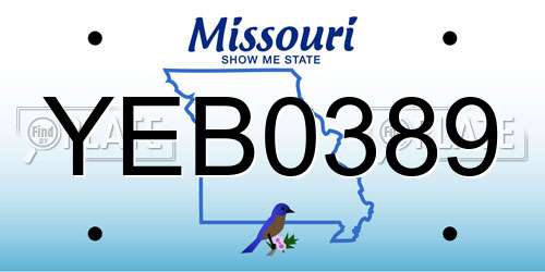 YEB0389 Missouri License Plate