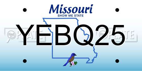 YEBQ25 Missouri License Plate