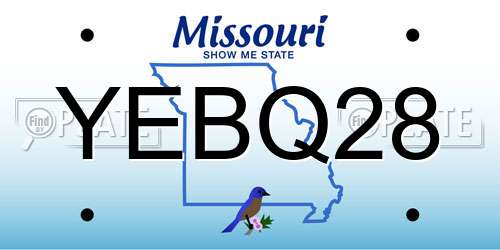 YEBQ28 Missouri License Plate