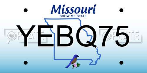 YEBQ75 Missouri License Plate