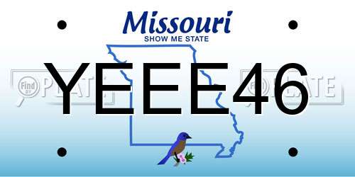 YEEE46 Missouri License Plate