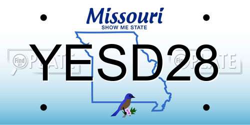 YESD28 Missouri License Plate