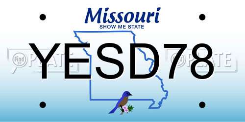 YESD78 Missouri License Plate