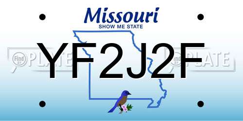 YF2J2F Missouri License Plate