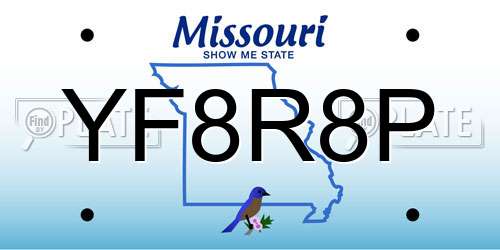 YF8R8P Missouri License Plate