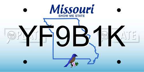 YF9B1K Missouri License Plate