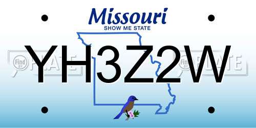 YH3Z2W Missouri License Plate
