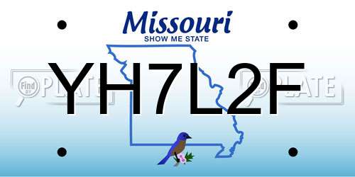 YH7L2F Missouri License Plate