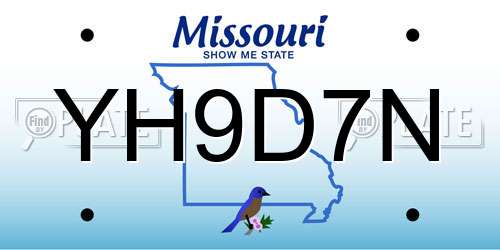 YH9D7N Missouri License Plate