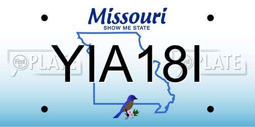 YIA18I Missouri License Plate