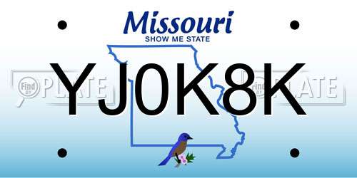 YJ0K8K Missouri License Plate