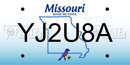 YJ2U8A Missouri License Plate
