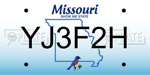 YJ3F2H Missouri License Plate