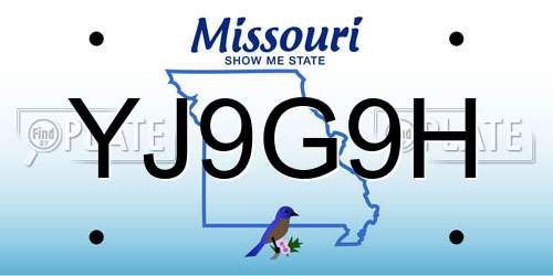 YJ9G9H Missouri License Plate