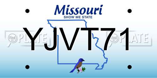 YJVT71 Missouri License Plate