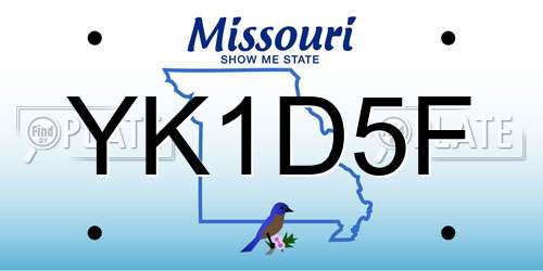 YK1D5F Missouri License Plate