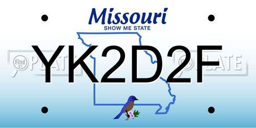 YK2D2F Missouri License Plate