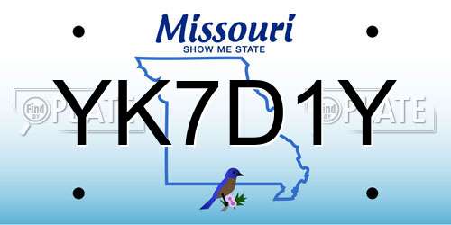 YK7D1Y Missouri License Plate