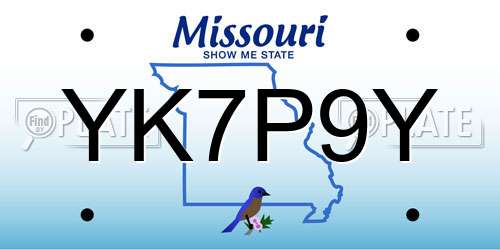 YK7P9Y Missouri License Plate