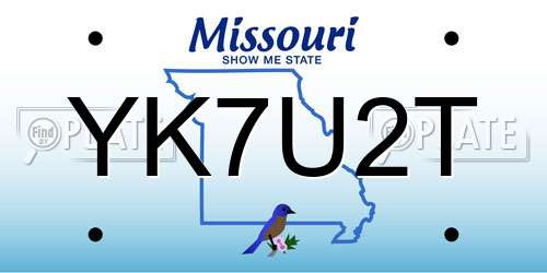 YK7U2T Missouri License Plate