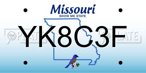 YK8C3F Missouri License Plate