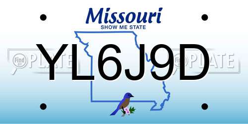 YL6J9D Missouri License Plate
