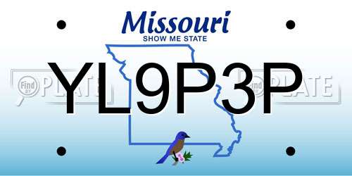 YL9P3P Missouri License Plate