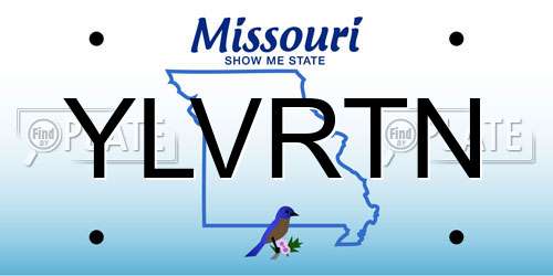 YLVRTN Missouri License Plate