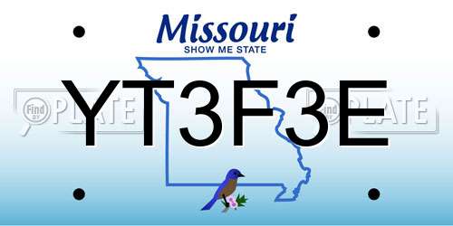 YT3F3E Missouri License Plate