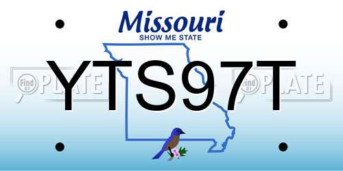 YTS97T Missouri License Plate