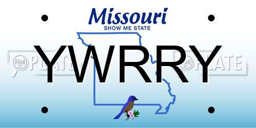YWRRY Missouri License Plate