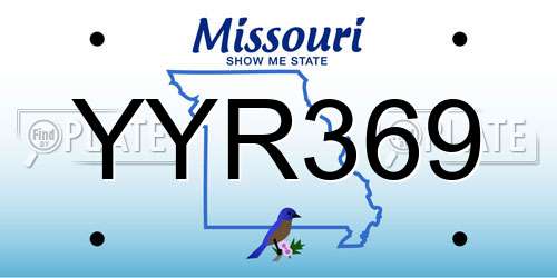 YYR369 Missouri License Plate