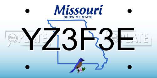 YZ3F3E Missouri License Plate