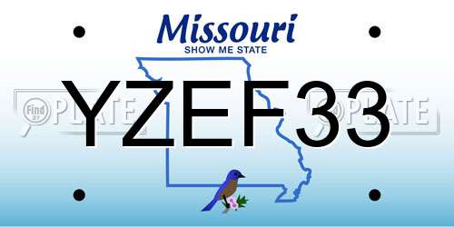 YZEF33 Missouri License Plate