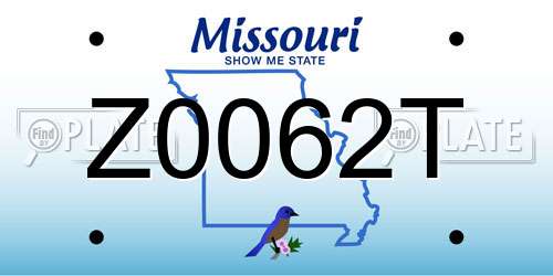 Z0062T Missouri License Plate