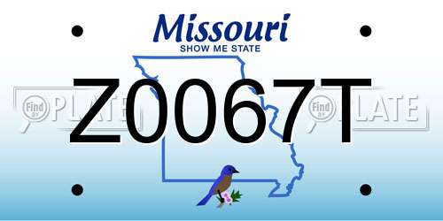 Z0067T Missouri License Plate
