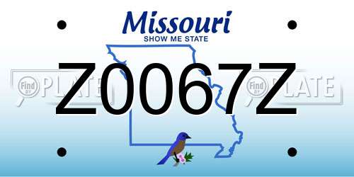 Z0067Z Missouri License Plate