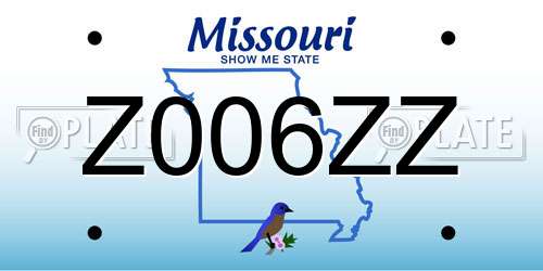 Z006ZZ Missouri License Plate